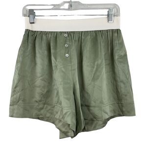 We Wore What Silk Boxer Shorts Womens Size Medium Green Zuu Tea